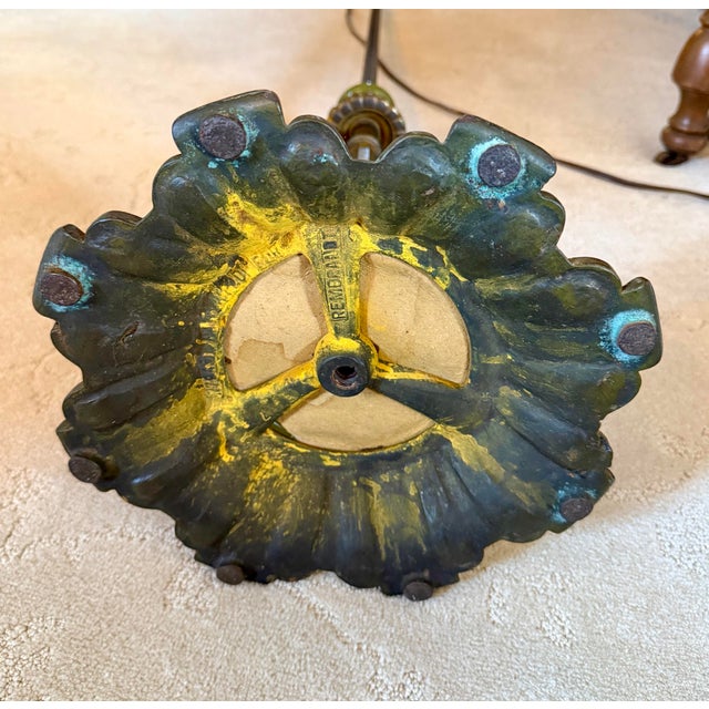 Antique Rembrandt Art Deco Gold Floor Standing Bridge Arm Lamp 63" Green Spacers For Sale - Image 11 of 11