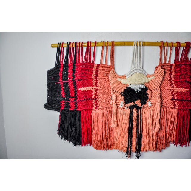 Textured Macrame Wall Tapestry, 1970s For Sale - Image 9 of 11