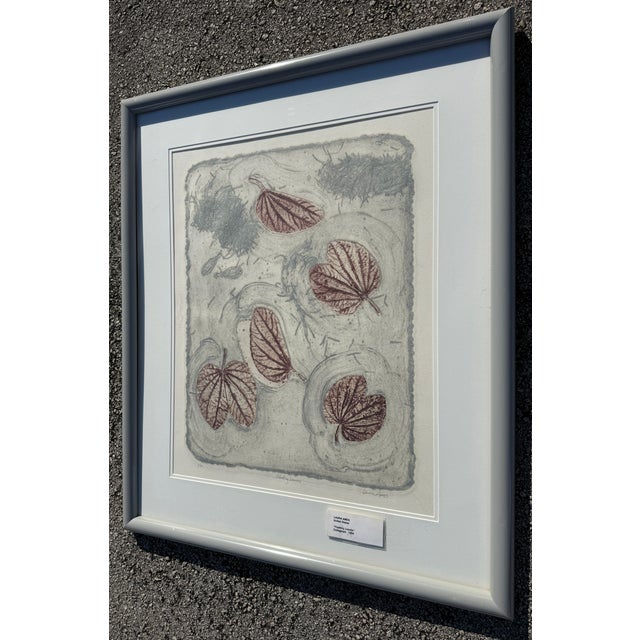 Figurative "Floating Leaves" Collograph by Laura Ames 1984 For Sale - Image 3 of 13
