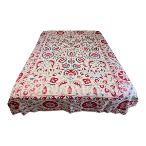 Vintage Embroidered Silk Bed Cover, Uzbek