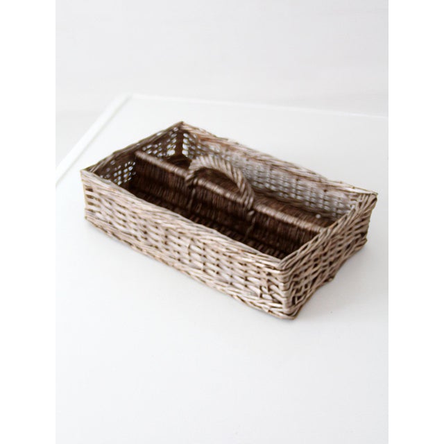 Vintage Divided Wicker Gathering Basket For Sale - Image 6 of 15