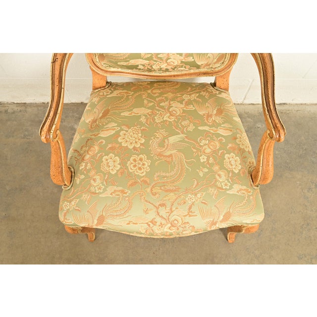 Wood John Stuart French Provincial Louis XV Carved Oak Armchairs | Pair For Sale - Image 7 of 15