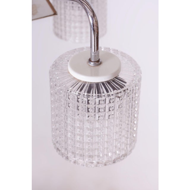 1970s Mid-Century Chandelier in Chrome and Opaline Glass from Drukov, Czech, 1970s For Sale - Image 5 of 9