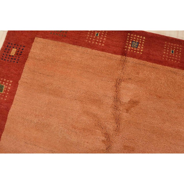 Gabbeh Rug 4’8” X 6’9” Orange Wool Contemporary Hand-Knotted Carpet For Sale In Philadelphia - Image 6 of 12