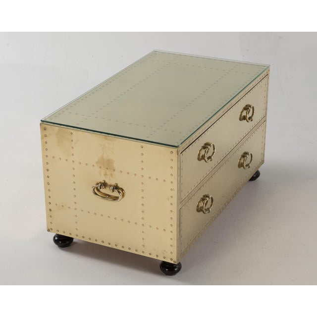 1970s Spanish Sarreid Brass Clad Two Drawer Chest Chairish