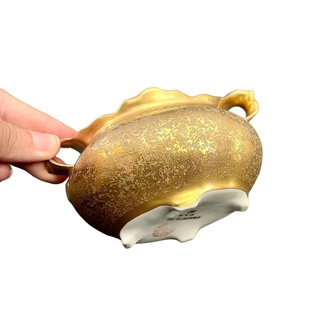 Antique Sugar Bowl by Fraunfelter Porcelain – 1920s Stouffer Studio Hand-Painted 24k Gold For Sale - Image 4 of 8