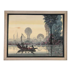 Restored Mid Century Native Hawaiian Lake Painting in Original Frame by Seay
