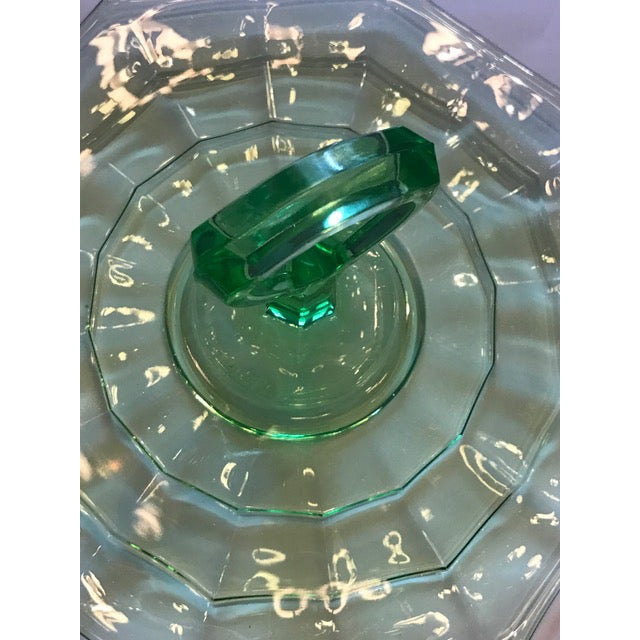 Vintage Green Glass Handled Serving Tray Chairish
