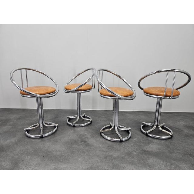 Mid-Century Space Age Chrome Dining Chairs, Italy, 1970s, Set of 4 For Sale - Image 9 of 10