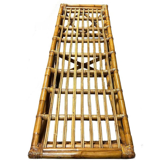 1930s Restored Rattan Three-Seater "Eye" Bench by Paul T Frankl For Sale - Image 4 of 6