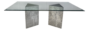 Vintage Brutalist GLass and Marble Dining Table, 1970s