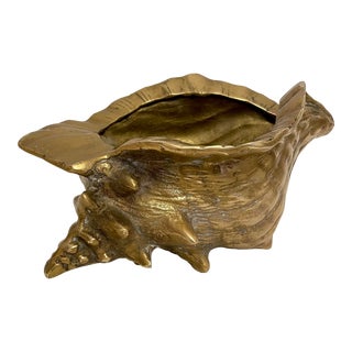 Large Vintage Brass Seashell Planter For Sale