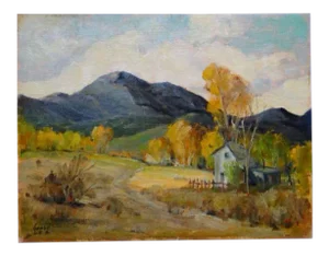 1960s Vintage Walt Lee Blaze of Autumn Plein Air Painting