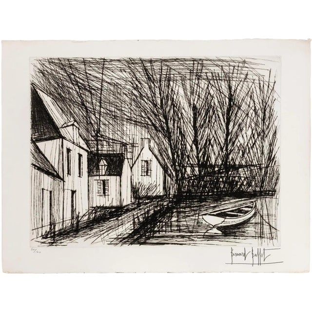 Contemporary Bernard Buffet, Maisons Bretonnes (Breton Houses), Hand Signed Drypoint, Edition of 120, Framed, 1980 For Sale - Image 3 of 4