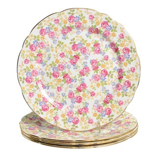 Royal Stafford June Roses Chintz Dinner Plate Set/4 For Sale