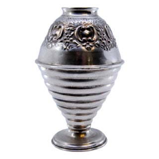 Vase in Embossed Silver with Circular Friezes Edge For Sale