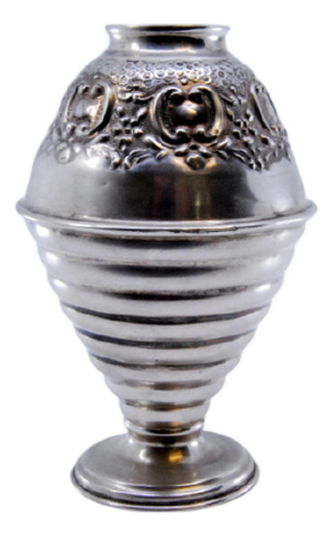 Vase in Embossed Silver with Circular Friezes Edge