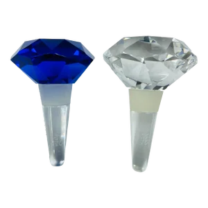 Late 20th Century Saks Fifth Avenue Crystal "Gem" Bottle Stoppers Original Gift Box- Set of 2