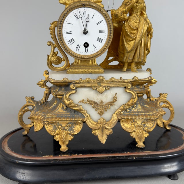 Metal Antique 19th Century Parisian Fireplace Clock For Sale - Image 7 of 12