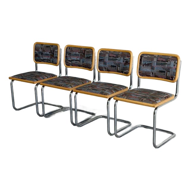 Set of 4 Vintage in Style of Marcel Breuer Cesca Style Cantilever Dining Chairs, Italy For Sale