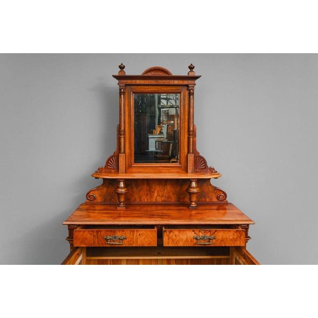 Gründerzeit Sideboard in Walnut with Mirrored Top, 1800s For Sale - Image 13 of 18