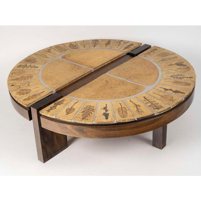 1960s coffee table in wood and ceramic by roger capron, circa 1960, signed. H: 33cm, w: 103cm, d: 95cm this piece is...