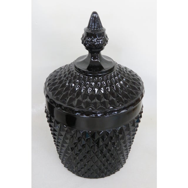 Glass Indiana Glass Tiara Cameo Black Diamond Point Ice Bucket and 6 Tumbler Set 4381b For Sale - Image 7 of 10