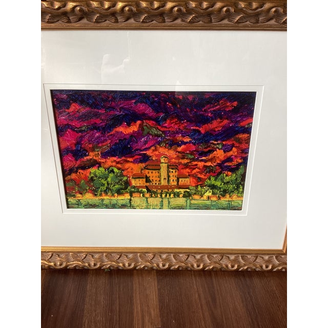 Mediterranean Susan R. Wilson Original Oilstick Expressionist Mediterranean Landscape, Signed & Professionally Framed For Sale - Image 3 of 9