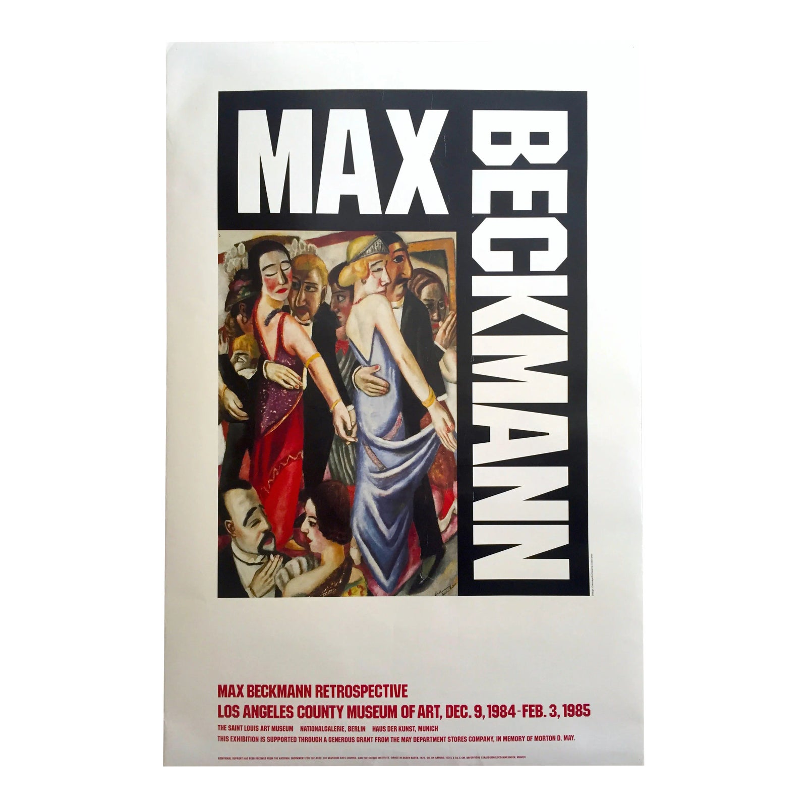 Max Beckmann 1984 Lithograph Print Lacma Exhibition Poster 