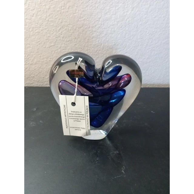 1980s Signed Marian Pyrcak Heart Shaped Paperweight From Poland For Sale In Dallas - Image 6 of 6