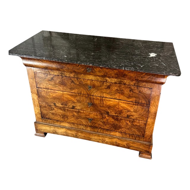 French Louis Philippe Style Walnut Commode, 1800s For Sale
