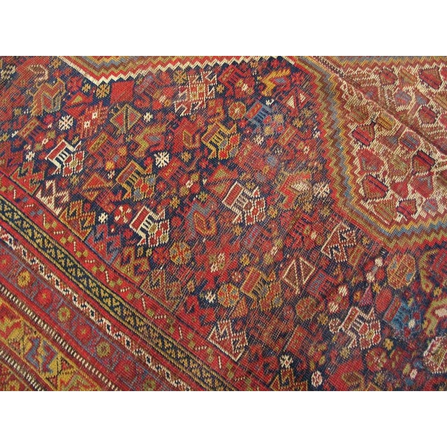 1930s Re Medallion Tribal Antique S Persian Ghashgaie Gallery Rug 6'6" X 14'4" Handknotted Wool Carpet For Sale In New York - Image 6 of 6