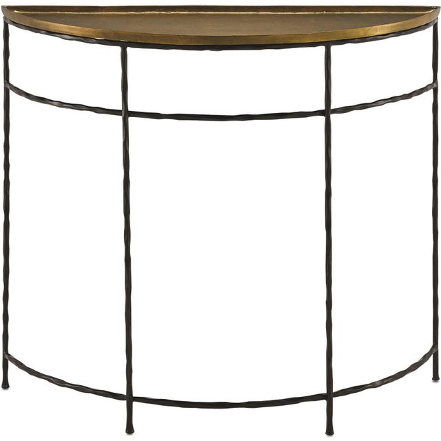 Currey & Company Tray-like Top Boyles Console Overall measurements (inches) 31.50H x 14.25W x 36D. Overall Condition is...