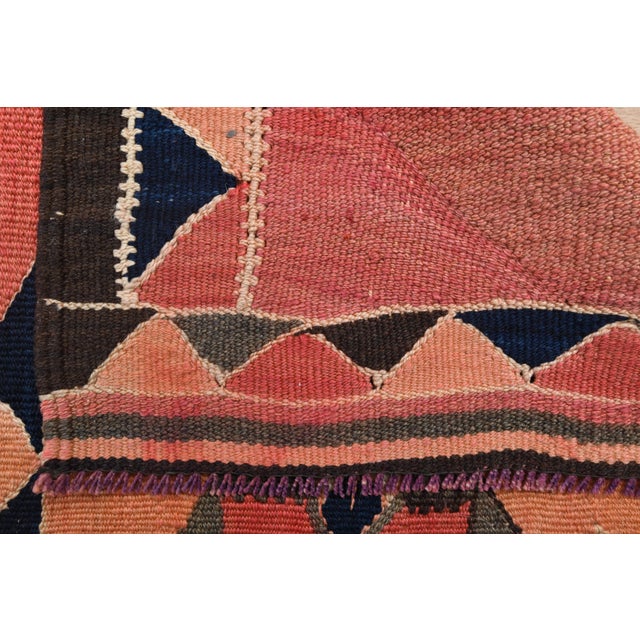 1970s Vintage Handmade Wool Cotton Pink Runner Rug For Sale - Image 9 of 11