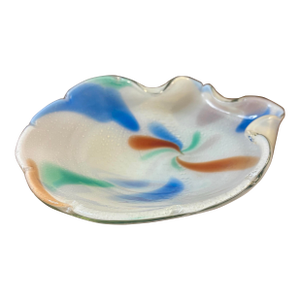 Vintage Murano Seashell Art Glass Bowl, Italian Cased Glass Catchall Dish