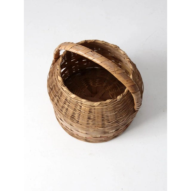 Farmhouse Antique Woven Carrying Basket For Sale - Image 3 of 11