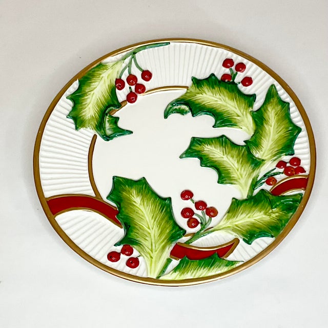 1990s Vintage Hollywood Regency Americans Fitz & Floyd Noel Classique Canapé Plate, Christmas For Sale - Image 6 of 8