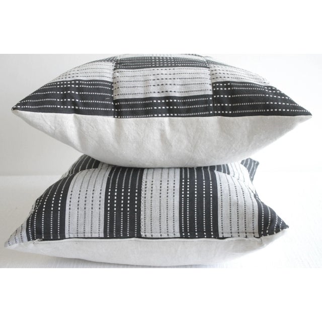 Black and Natural Color Block Pillows For Sale - Image 4 of 6