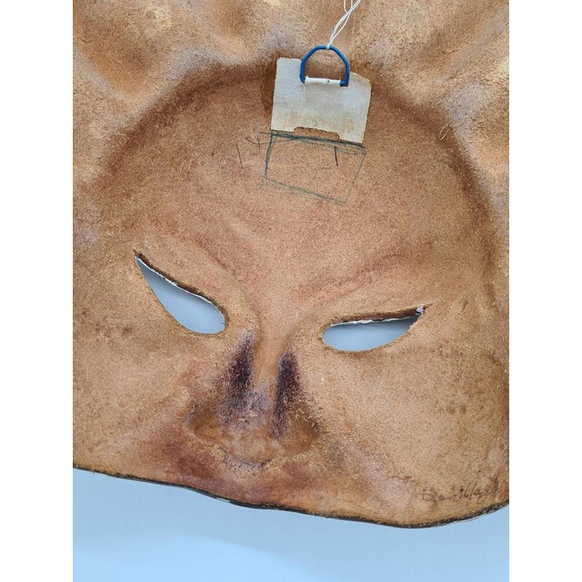 Wall Mask Sun in Brown Leather, 1970s For Sale - Image 9 of 11