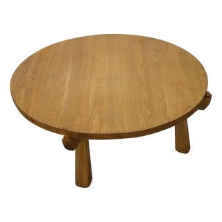 1950s Perriand Chapo Style Solid Oak Coffee Table For Sale