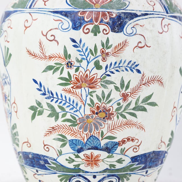 Vintage Dutch Delft Polychrome Lidded Ginger Jar in Floral Pattern For Sale - Image 15 of 17