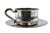 Silver Cup and Saucer in Plain Silver with Embossed Handle For Sale - Image 8 of 8