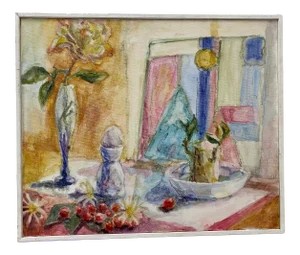 Sally Salans "Still Life With Glass Objects" Original Oil Painting C.1991