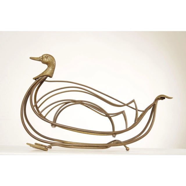 Mid 20th Century Vintage Brass Goose Magazine Stand For Sale - Image 5 of 13