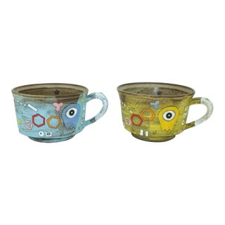 Masa Sasaki Japanese Art Pottery Mugs Cups, a Pair For Sale