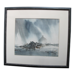 Werner Jurgens Framed Dark & Stormy Manitoba Coast Watercolor Painting