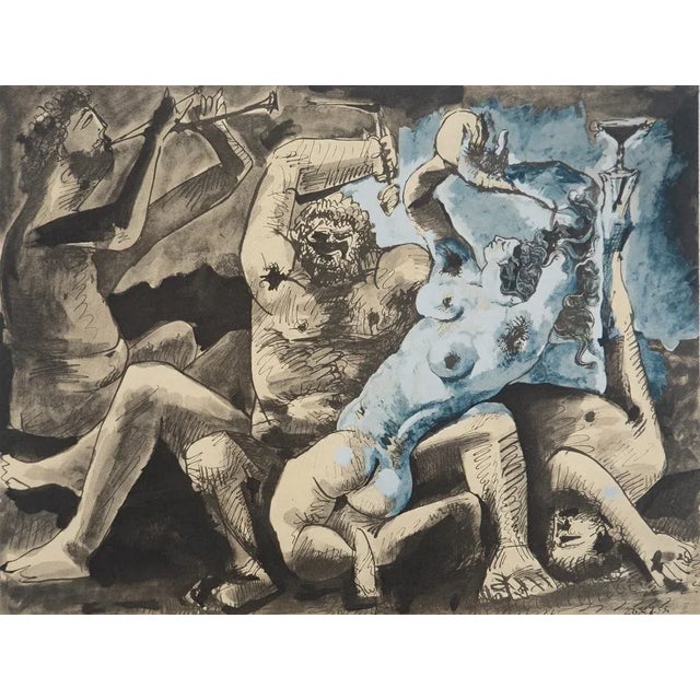 Pablo PICASSO (1881-1973) Bacchanal, 1967 Lithograph enhanced with a stencil after a watercolor (Jacomet process) Unsigned...
