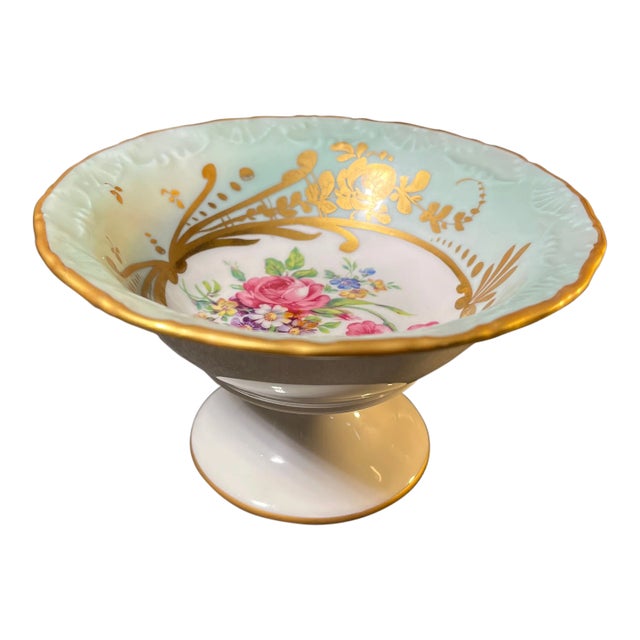 Mid 20th Century French Limoges Footed Porcelain Candy Dish For Sale