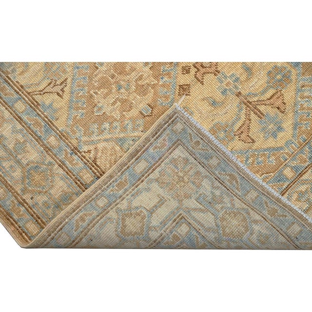 Textile 3'x5' Brown & Camel Geometric Caucasian Design Hand-Knotted Rug | Ariana Hazara For Sale - Image 7 of 9