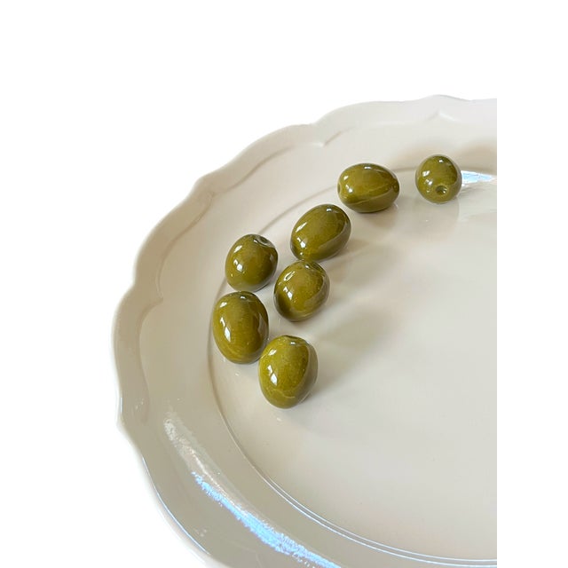 White Vintage Til Trompe L’Oeil Ceramic Olive Serving Plate, in the Style of Este Ceramiche Made in Japan, 10" For Sale - Image 8 of 11